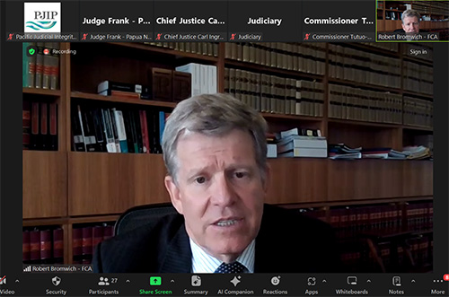 Justice Bromwich presenting PJIP's Evidentiary Issues Webinar