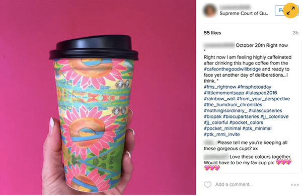 A coffee cup photograph posted at Instagram