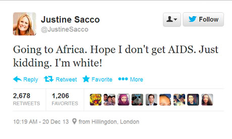 Justine Sacco's tweet